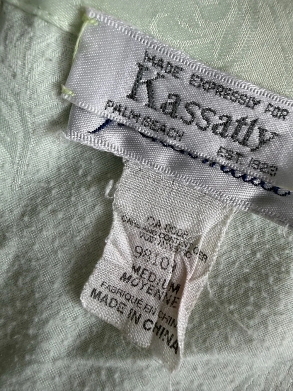 Vintage Kassatly Palm Beach French Maid‎ Pajama Set Satin Floral M